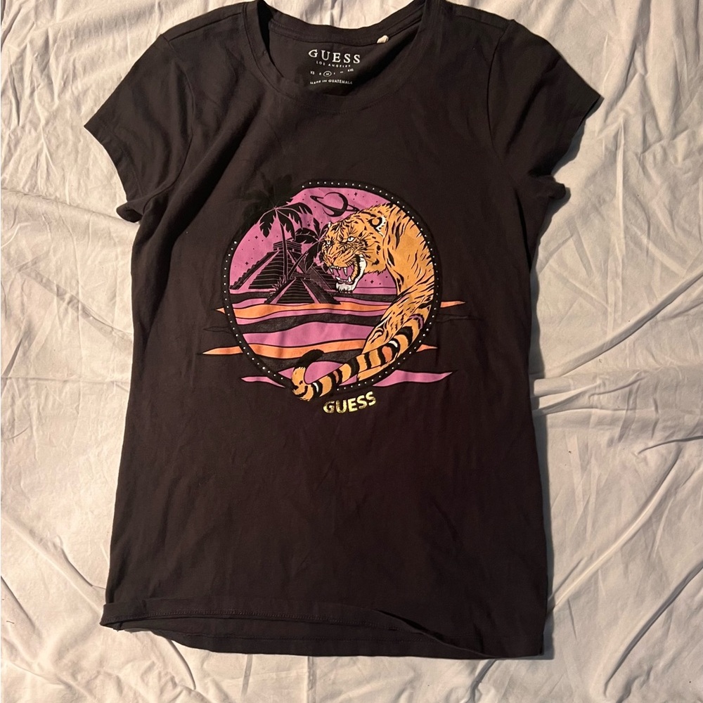 Guess Black bedazzled Crew Neck T-Shirt